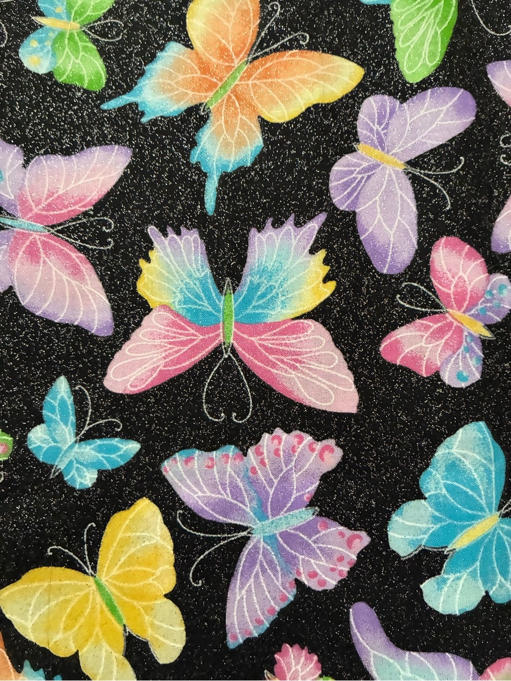 Shimmery Colorful Butterfly Fabric - Half Yard of Quilting Cotton 🦋💕🦋💜🦋🧡